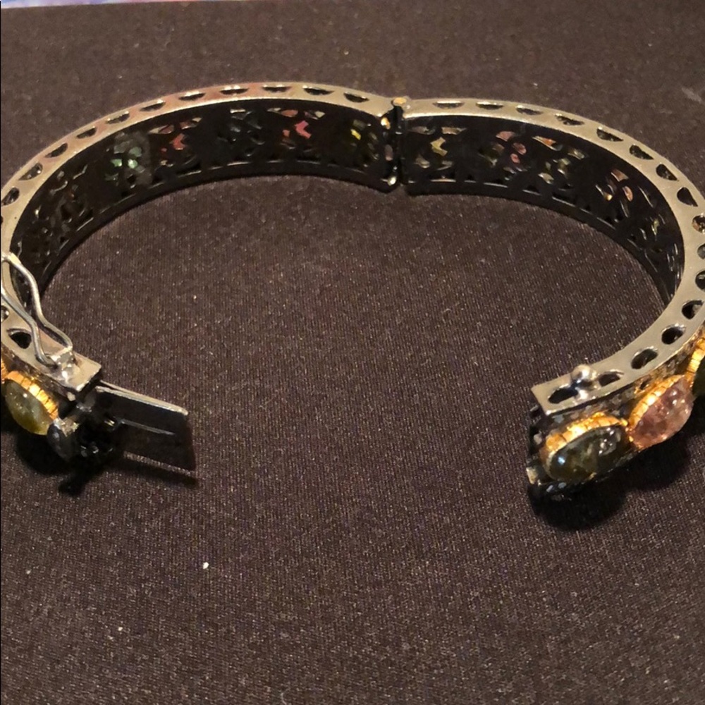 Bangle bracelet w diamonds and stones. - Picture 8 of 9